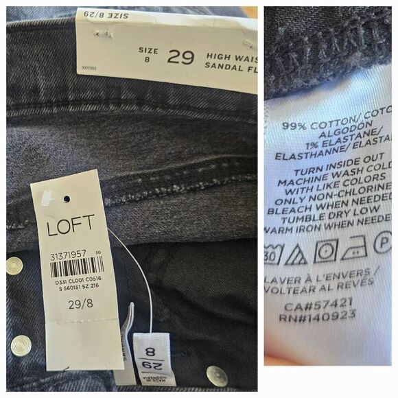 Loft womens Sz 8/29 wash black high waist Sandal Flare jeans - Picture 8 of 8